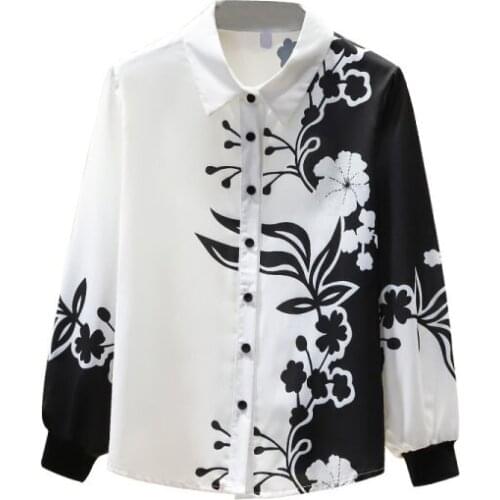Dropshipping Spring Summer Fall Runway Floral Print Collar Long Sleeve Womens Ladies Party Casual OL Work Top Shirt Blouse