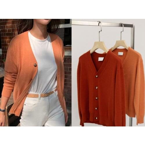 Women Sweater 2021 New Retro V-neck Knitted Cardigan Comfortable Wool Sweater Women