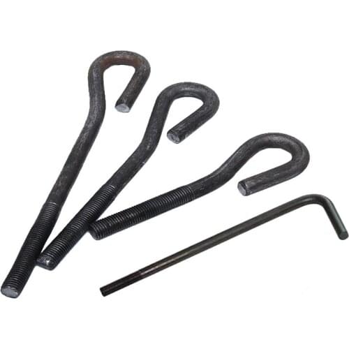 1Pcs M10 M12 M14 M16 Blackening 4.8 Level L-Type Anchor Bolts 9 Word Alien Bolt Embedded parts Screw Rod GB799 250mm-600mm Long