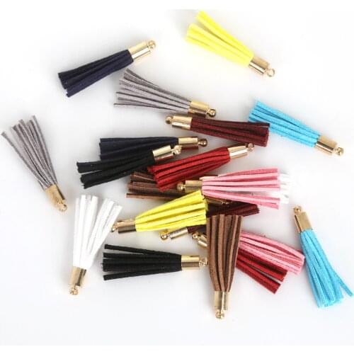 10Pcs/lot 35mm Height, Charm Leather Suede Tassel for Earring Bracelet Necklace Keychain Cellphone Straps DIY Jewelry Findings