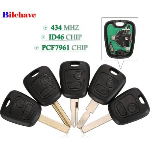 Bilchave 2 Buttons Smart Remote Car Key For Citroen Saxo Picasso Xsara Berlingo Fob 433MHz ID46 Chip SX9 Uncut Blade Replacement