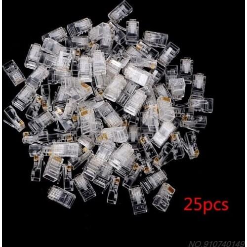 25/100Pcs Gold Plated RJ45 Net Network Cables Modular Plug Cat5 CAT5e Connector 8P8C Modular Rj45 Plug Terminals N17 20 Dropship