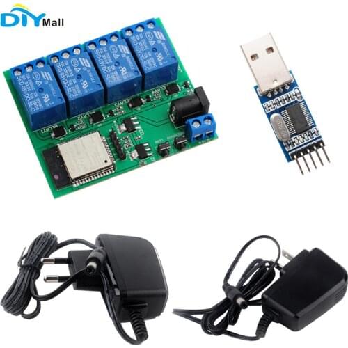ESP32 4 Channel Wifi Bluetooth Relay Module EU CE Power Supply US UL Adapter Charger USB to TTL Converter Module for Android IOS
