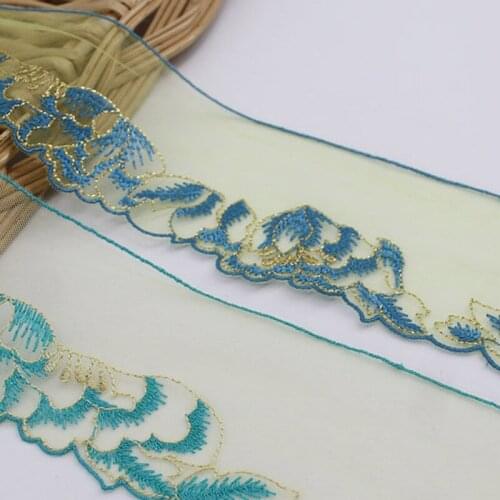 60Yards Embroidered Lace Trim Green Yellow Mesh Lingerie Underwear Clothes Bra Dress Sewing Fabric DIY 6.5cm Width High Quality
