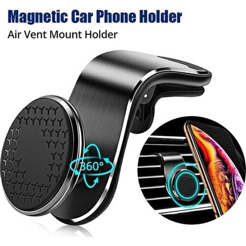 F19 Magnetic Car Phone Holder Universal Air Outlet Metal Magnetic GPS Navigation Car Bracket 360 Degree Rotation Holder