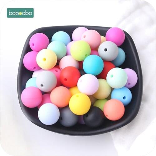 Bopoobo Baby Care Accessories 20mm 10pc Chewing Silicone Beads Teether DIY Jewelry Sensory Toys Nursing Bracelet Baby Teether