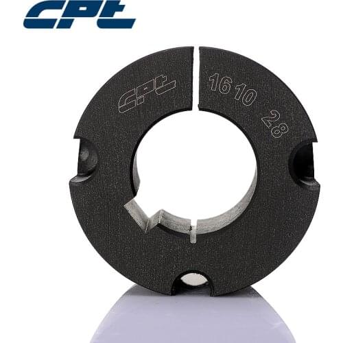 CPT 1610 ISO certified pulley bushing, 10-42mm bore diameter, cast iron GG20 material, Black phosphating surface treatment