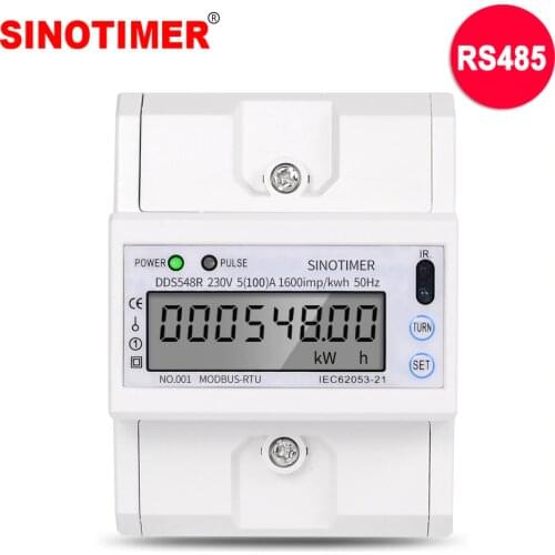 Domestic Modbus RS485 5-100A 230V AC Power Meter Single Phase DIN Rail LCD Digital Display Electronic KWH Meter Kilowatt Hour
