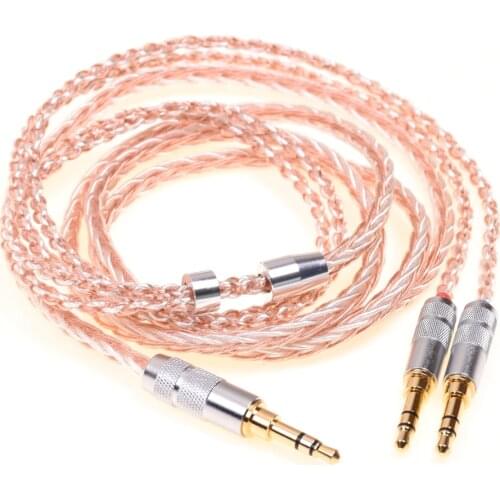 Hi-End Soft TPE Clear 8 Cores 5N Hybrid HiFi Headphones Upgrade Cable Dual 3.5mm Compatible for Hifiman Arya HE1000se HE5se HE6s