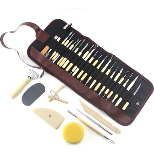 Pottery Tools Clay Sculpture Sculpting Ceramic Modelling Craft Hobby Supplies Carving Trimming Tool Kit 31pcs/set
