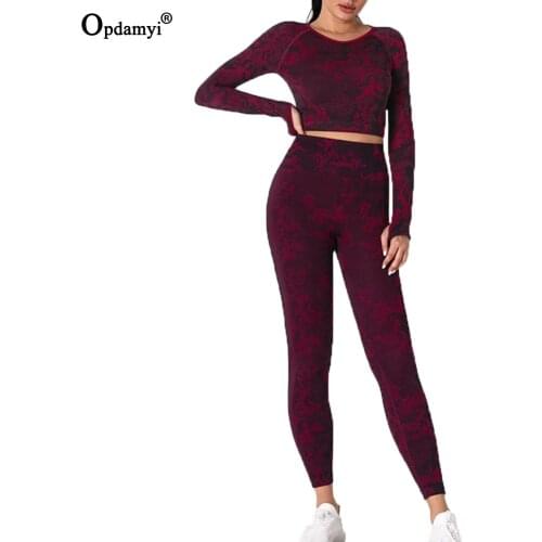 Camouflage Yoga Clothing Set For Women Fashion Sports Outfit Fitness Leopard Athleticwear Gym Seamless Workout Long sleeve Suits