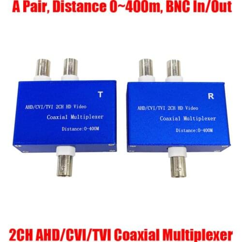 2 Channel 3MP 2MP 1080P HD AHD CVI TVI CVBS Coax Video Signal Multiplexer 2CH Transmitter & Receiver Coaxial Cable Distance 400m