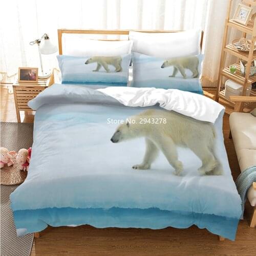 Cute Polar Bear and Dog Patterns Such As 3D-printed Bedding Set Stylish Duvet Covered Pillowcase Home Spun Adult Bedroom Decor