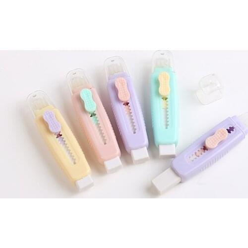 Creative Push Pull Eraser With soft Brush Pencil Rubber For Kids Drawing Writing Wiping Stationery School Supplies