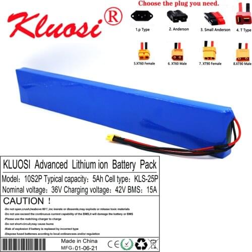 KLUOSI 36V 5Ah 10S2P 250W 450W 42V 18650 Lithium Battery Pack Built-in 15A BMS for M365 Pro Electric Scooter Extended Batteries