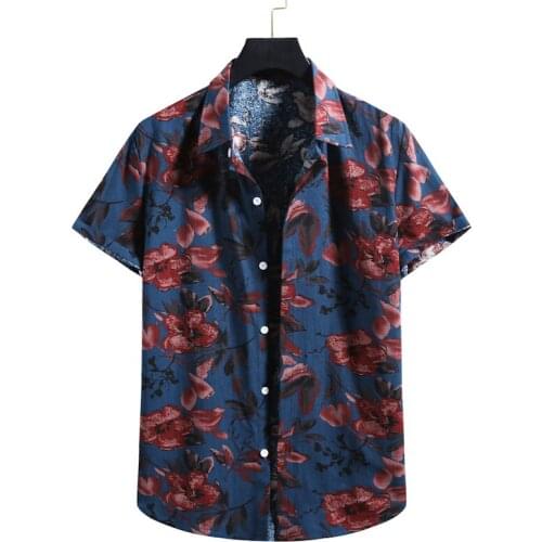 Mens Beach Shirts Hawaiian Aloha Shirt Men Hipster Vintage Floral Print Short Sleeve Shirt Men Party Holiday Vacation Clothing