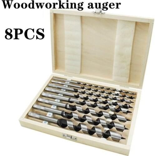 8PCS Woodworking Support Drill Bit Set Hexagonal Shank Long Twist Drill High Carbon Steel Woodworking Reaming Drilling