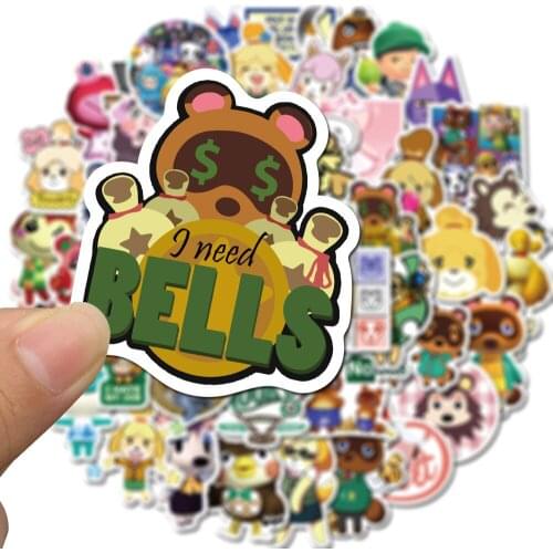 50pcs/set Cute Animal Crossing Amiibo Jingjiang Stickers Toy Figures HD Fashion DIY Self Adhesive Hand Tear Paper Sticker Toys