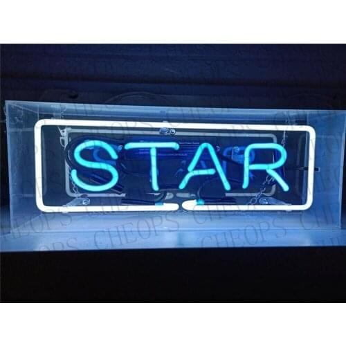 New Star Acrylic Box Gift Neon Signs Real Glass Tube Beer Bar Pub Bedroom Wall Homeroom Girlsroom Party Decor Lamp 14"x5"