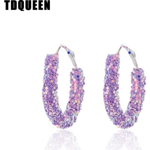 TDQUEEN Austrian Crystal Hoop Earrings Multi Color Shiny Rhinestone Big Hoop 2018 New Design Earrings for Women
