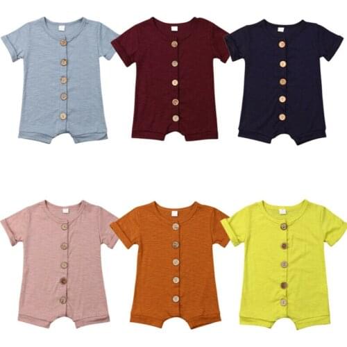 Toddler Newborn Baby Clothes Boys Girls Solid Romper Jumpsuit Outfit