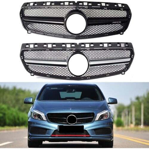 Front Bumper Racing Grill Billet Grille Cover For Mercedes-Benz W176 A-Class 2013-2015 AMG Style
