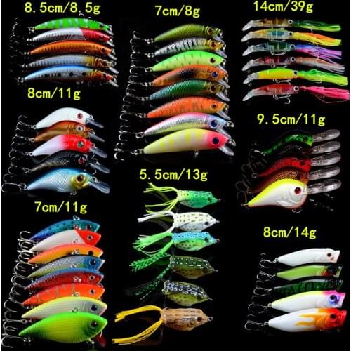 48pcs/lot Fishing Lures Mixed 8 Models Fishing bait Artificial Make High Quality Bass Crankbait Hooks Lifelike Fake Fish bait