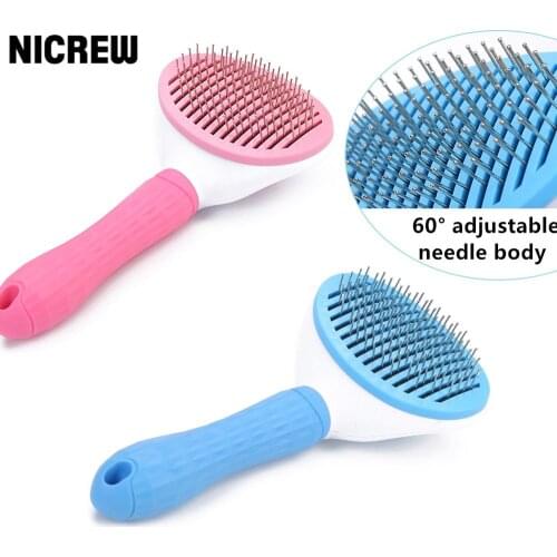 NICREW Pet Hair Shedding Comb Dog Cat Brush Grooming Tool Hair Removal Comb Automatic Hair Brush Trimmer Combs For Cats Dogs