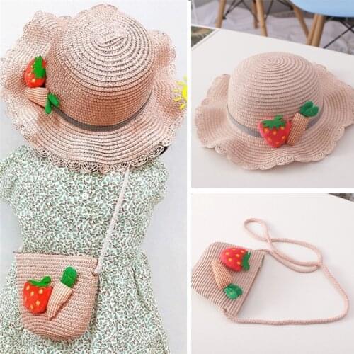Korean Girls Cute Sun Hat Summer Straw Hat Beach Outdoor Fruit Lovely Panama Hats Sunscreen Cap Holiday Travel