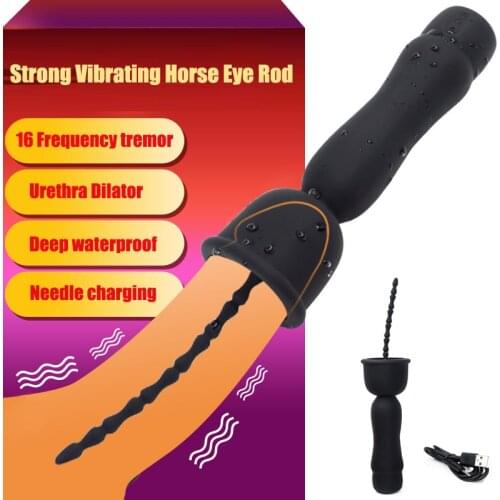 Strong Vibrating Penis Plug Horse Eye Rod Urethra Sound Catheter Penis Insert Device Dilator Adult Sex Toys For Men Masturbator