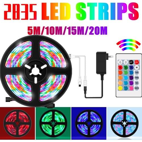 LED Light Strips IR 24Key Controller Flexible RGB 2835 Decoration BackLight Lamp Night Light Luminous String Fairy For TVBedroom