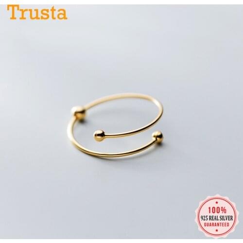 Trustdavis 2020 Authentic Minimalist 925 Sterling Silver Thin Beads Opening Finger Ring For Women Wedding Jewelry Gift DA989