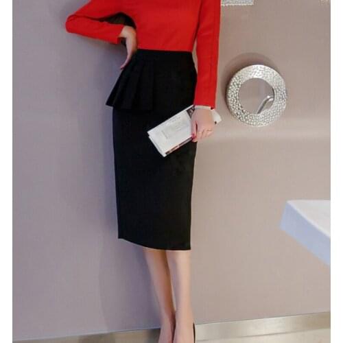 2016 Spring New Fashion Women Customize Big Plus Size 10XL Peplum Skirt Ladies Bodycon Back Slit High Waist Pencil Skirts Saias