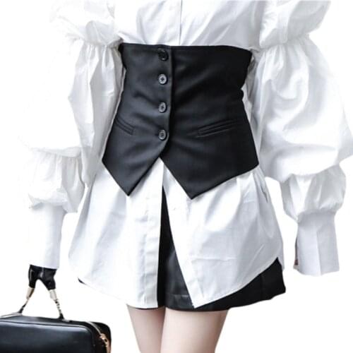 Women Half Suit Vest Girdle Waist Cinchers 2021 Classic Button Up Girdle Wide Band Belts All-match Adjustable Corset Dress Belt