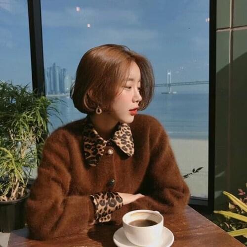 Women Casual Warm Sweater 2020 Korean Style Candy Colors Cashmere Short Carigans Sweet O-neck Long Sleeve Sweater Carigans