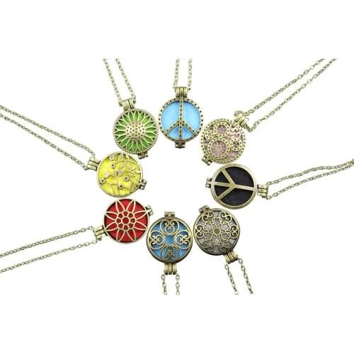 1pc 70cm Vintage Aromatherapy Perfume Essential Oil Diffuser Necklace Locket Pendant Dream Cather Viking Necklace