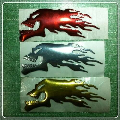 100 Pieces/a Set 3D Red Golden Silver Chrome Ghost Skull Head Auto Motorcycle Car Sticker Styling Decoration Decals Accessories