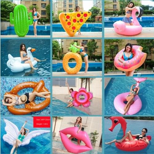16 Style Giant Swan Watermelon Floats Pineapple Swimming Ring Inflatable Pool Float Party Toys Water Beach Bed For Adults Child