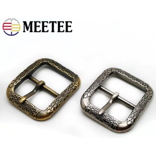 Meetee 2/5pcs 35mm Vintage Ancient Silver Brass Belt Buckles Metal Pin Buckle Head DIY Leathercrafts Belts Decoration Accessory