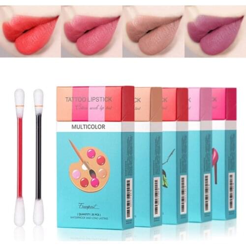 20pcs/set Lipstick Microbrush Long Lasting Waterproof Disposable Brushes Cotton Swab Lipsticks Korean Cigarette Case Lip Glaze