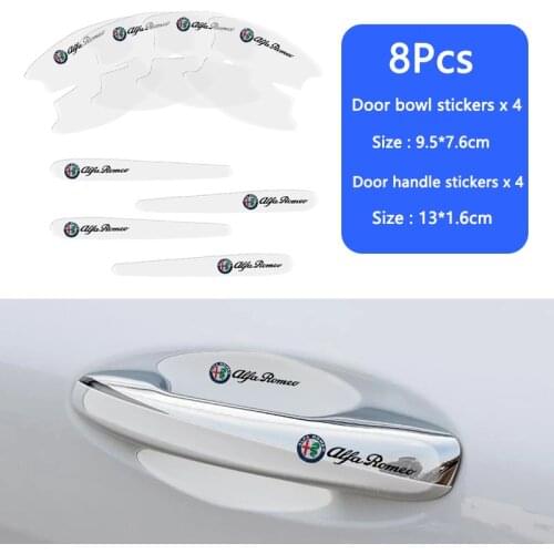 4Pcs Invisible Car Door Bowl Handle Protector Stickers For Alfa Romeo 159 147 Giulietta Spider GT Giulia Stelvio Tonale 156 4C