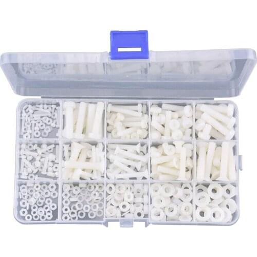 420Pcs/Set M2 M2.5 M3 M4 M5 M6 Nylon Screw Nut Plastic Washer Assortment Kit with Screw Storage Box