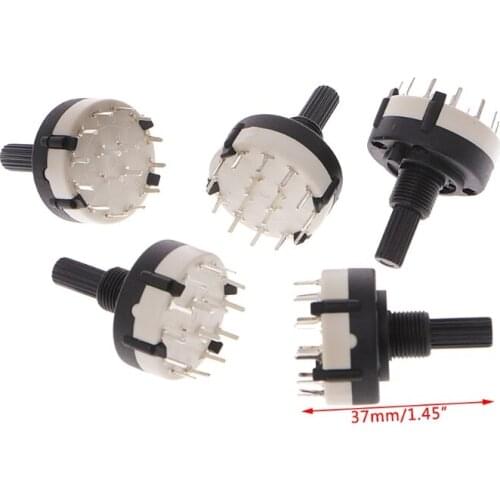 5 Pcs 4P3T 4 3 Position 6mm Shaft Diameter Band Selector Rotary Switch