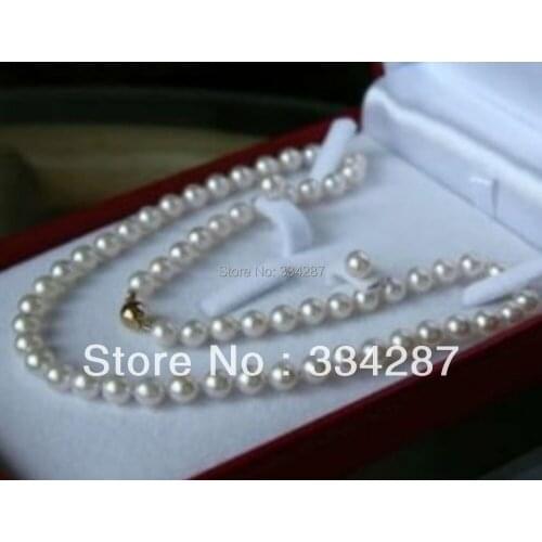 A 7-8MM White Akoya Cultured Pearl Necklace Earring(no box)
