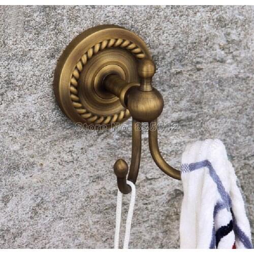 Antique Brass Bathroom Hooks Hats/ Clothes/ Towel Hook Rack Hangers Wba270