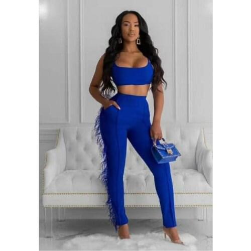 Free shipping New High Quality Women Blue 2 pcs Bodycon Fashion Bandage Bra and Pants Set Sexy Club Bar Show Party Evening Dress