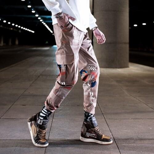 Streetwear Hip Hop Men Military Pants Patchwork Pocket Side 2020 New Loose Joggers Sweatpants Men Ankle Length Trousers For Male