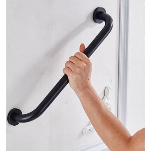 Black Bathroom Grab Bar Antique Brushed Wall Mounted Brass Bath Tub Rail Bar Toilet Handrail Strong Shower Safety Support Handle