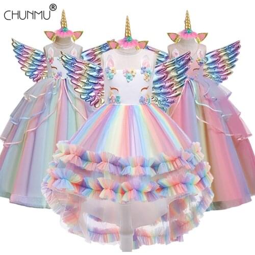 Unicorn Party Dress Kids Dress For Girls Christmas Costume Carnival Cosplay Children Princess Dress Girls Birthday Dress
