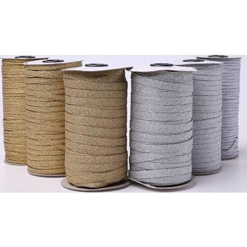 3mm 6mm 10mm 5yards/Lot Golden Silver Sewing Elastic Ribbon Elastic Spandex Band Trim Sewing Fabric DIY Garment Accessories